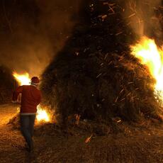 Falò Faoni Norcia festa ginestra  fuoco accensione